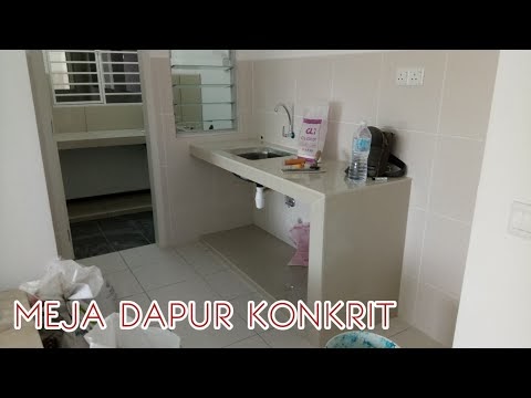 Top Hasil kerja membuat table top meja dapur konkrit pemasangan tile dan paiping, terbaru!