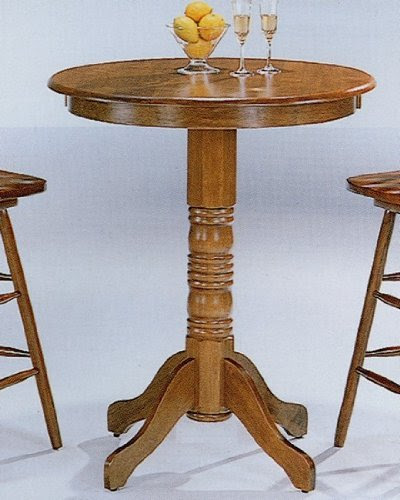 Style Oak Finish Wood Kitchen Bar Breakfast Table