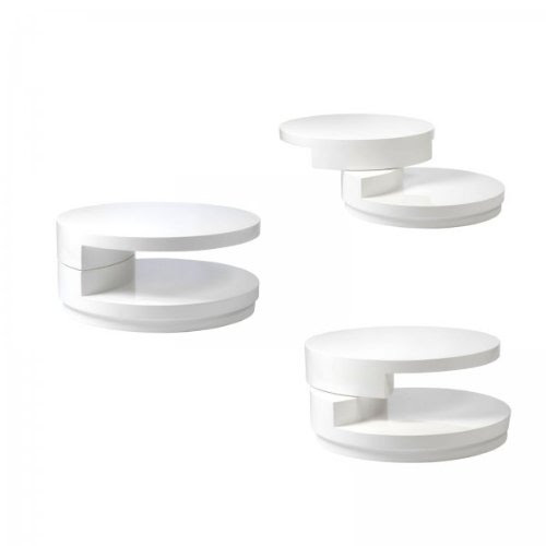 Euro Style Sybil Round Coffee Table, White Lacquer
