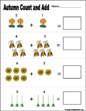 Preschool and Kindergarten Fall Math Worksheets