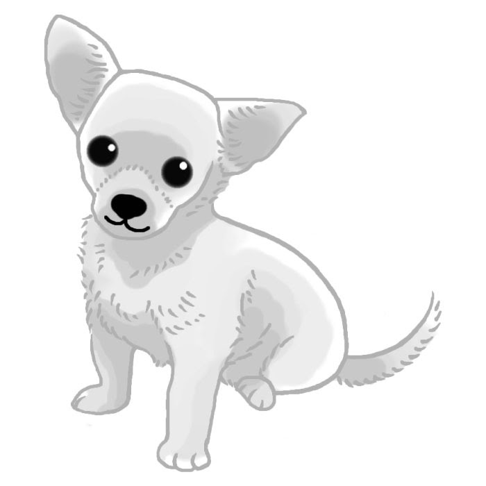 チワワ3 モノクロ 犬の無料イラスト 動物素材