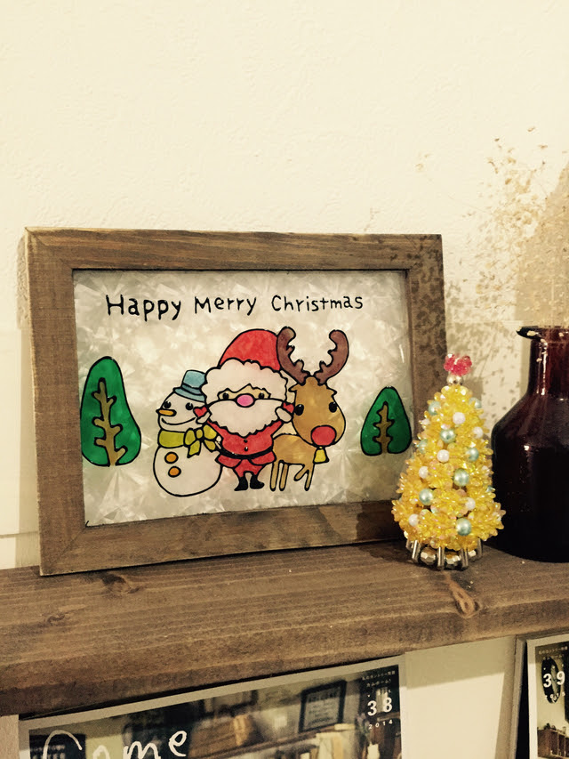作家さん Acorn Style オリジナル ステンドグラス風フレーム Xmasサンタ オシャレかわいい雑貨のお店 Acorn Style