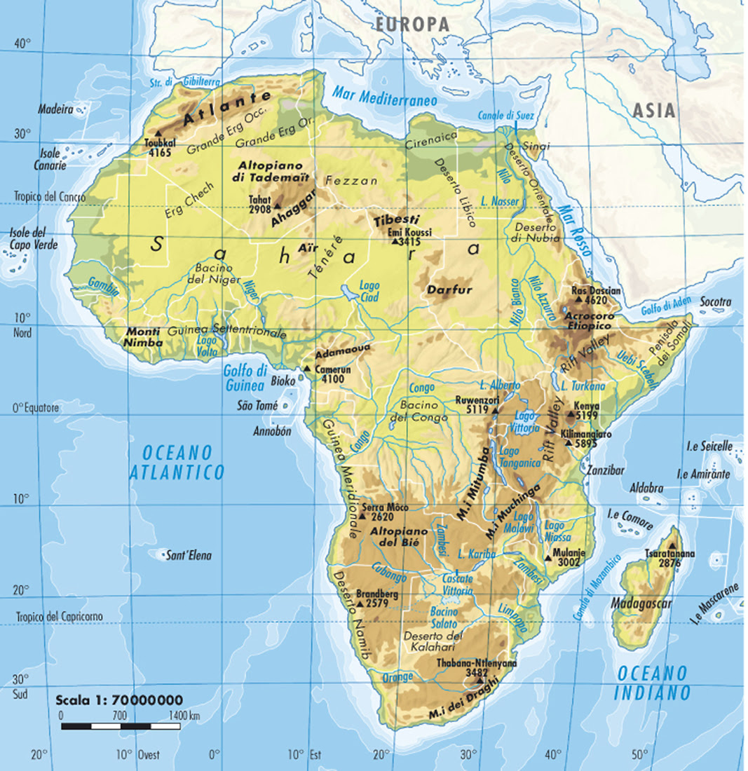 Carta Fisica Africa Da Stampare