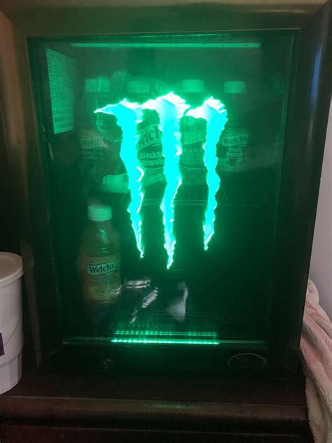 The mini refrigerator is a staple in college dormitory rooms on campuses across the united states. Monster Energy Mini Fridge g1 with Led Door Light for Sale