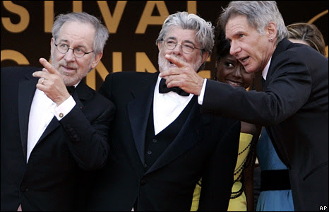Steven Spielberg, George Lucas and Harrison Ford