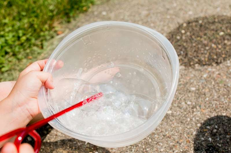 Explore what makes bubbles with homemade bubble solution