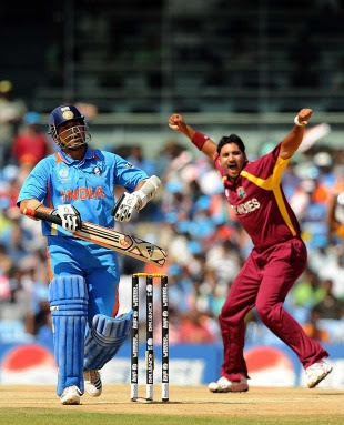 Ravi Rampaul dismissed Sachin Tendulkar early, India v West Indies, Group B, World Cup 2011, Chennai, March 20, 2011