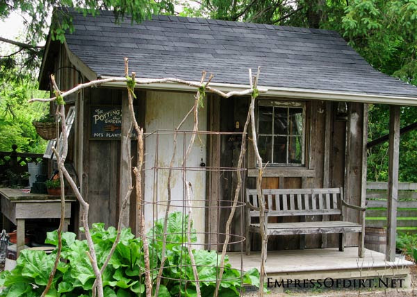 Modern Victorian Kitchen Garden with Rustic Tool Trellis ...