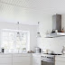 .Scandinavian Kitchen Interior - Unhackneyed Approach to Scandinavian Style in Moscow ... - Chairs and table in foreground, fridge, long wooden counter with machines, utensils on shelves.