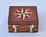 Small Hardwood Case With Hand Inlaid Compass Rose