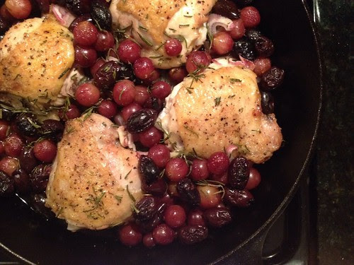 Harvest chicken with grapes olives and rosemary