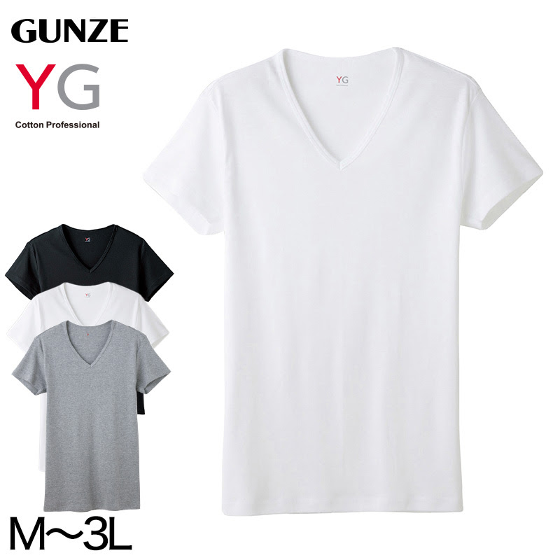 グンゼ Yg メンズ 綿100 Vネック Tシャツ M 3l Gunze 男性 紳士 半袖 下着 肌着 インナー 抗菌 防臭 M L Ll 3l 白 黒 グレー V首 大きいサイズ 半袖v首シャツ すててこねっと