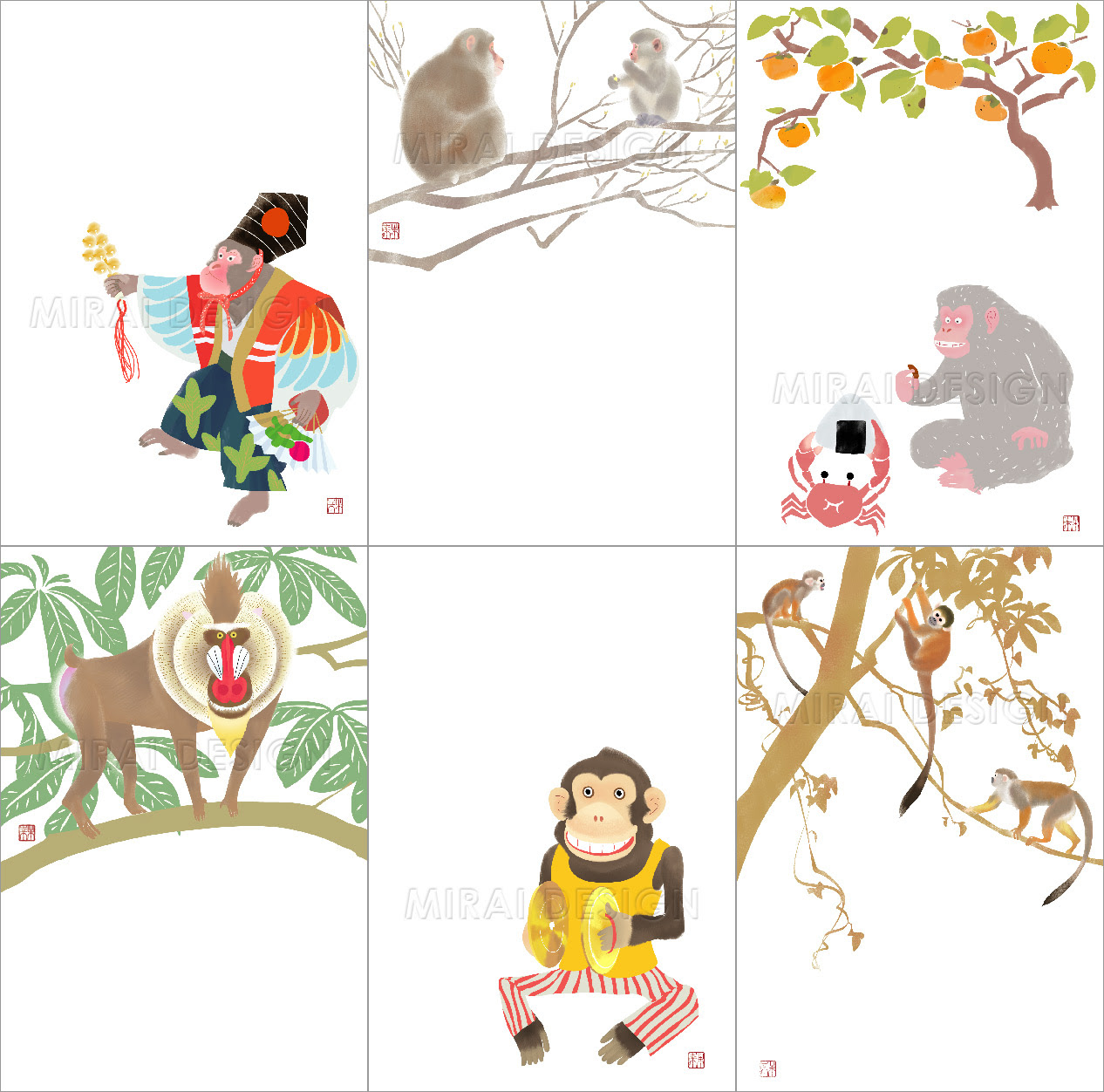 さるのイラスト年賀状 Artでcharity展出品 イシバシミキコのおぼえがき