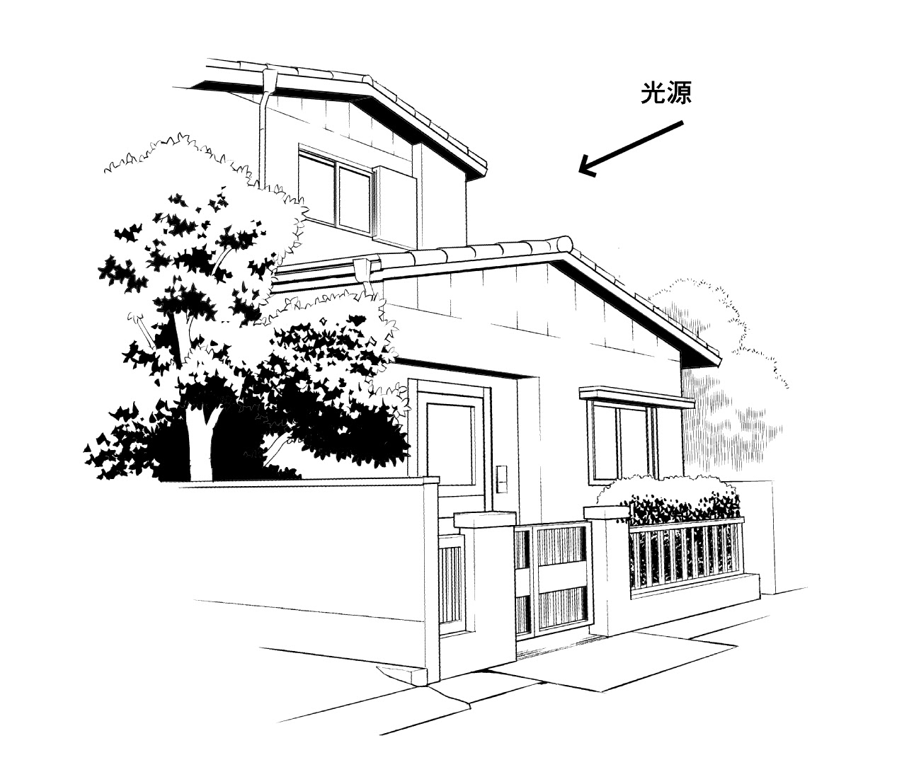 漫画背景テクニック 木の描き方パート2 庭木 植え込み アナログ編 Oyukihan S Blog 漫 パワー充電所