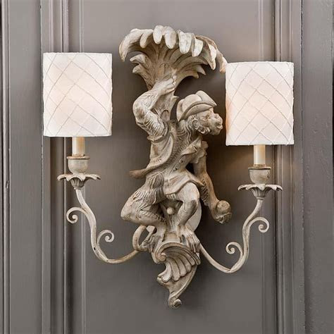 regina andrew faux bois monkey sconces pair traditional