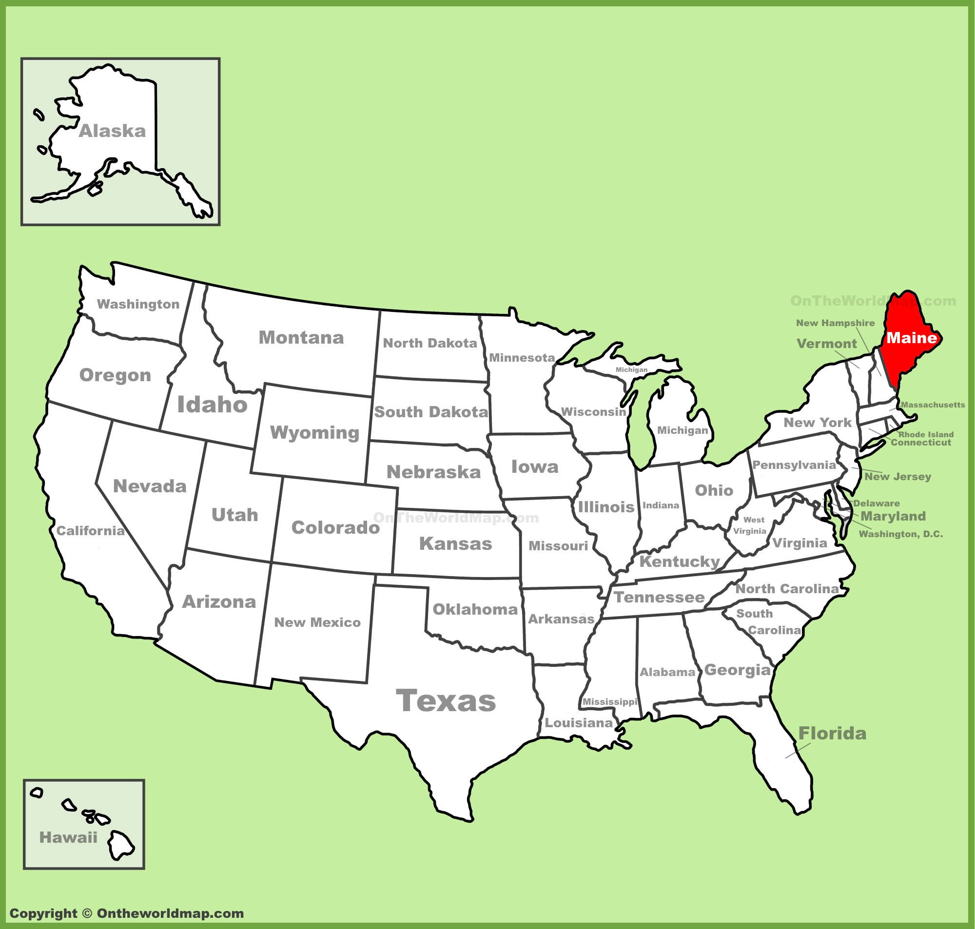 Maine On Us Map Maine location on the U.S. Map