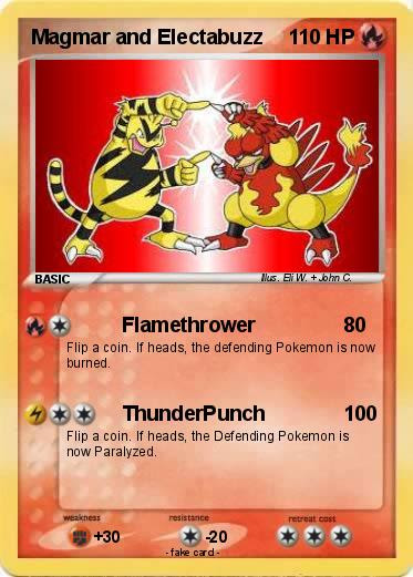 Pok mon Magmar and Electabuzz Flamethrower My Pokemon Card Pok mon Magmar and Electabuzz Flamethrower My Pokemon Card
