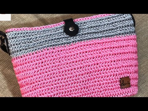فيديو شرح طريقة عمل شنطة شنطة بغرزة الضفيرة النائمة نسائى خطوات الكروشية بالعربى crochet herringbone bag كروشية
