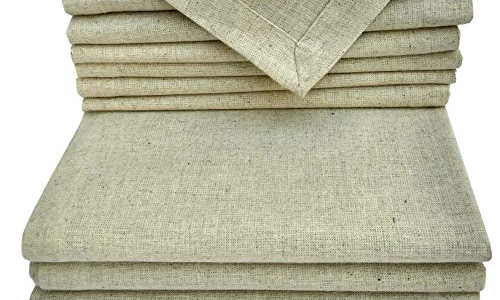 Linen Clubs Flax by Flax (30% Linen,70% Cotton) Dinner Napkin 18X18,Set OF12 Natural Fabric with 1INCH Decorative Selvedge Meter CORNERED Finish,