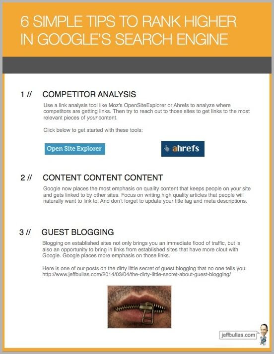 SEO tips - email conversions from content upgrades example