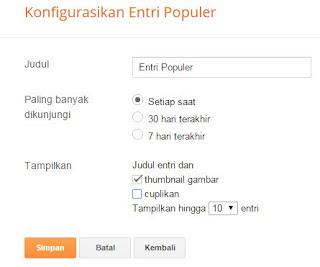 Cara Pasang Widget Popular Posts