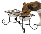 Pet Studio Wrought Iron Pet Raised Diner with Bowls, 3-Quart