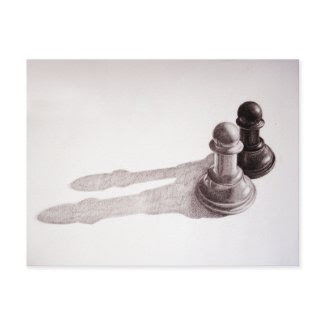 Pencil Drawn Pawns Chess Postcards
