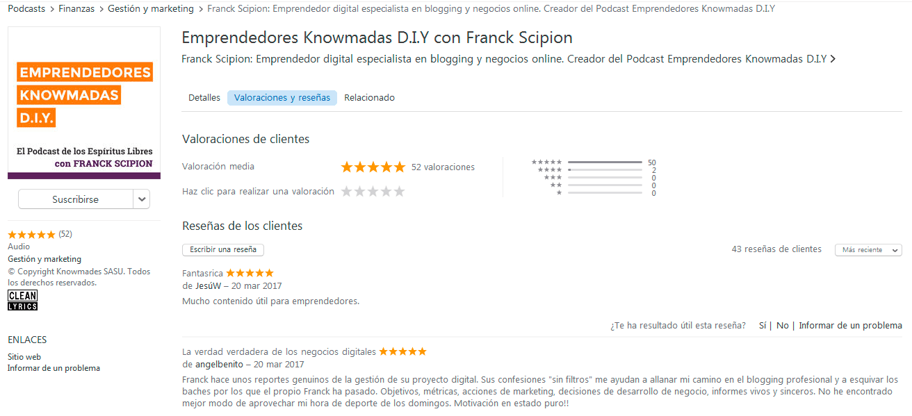 cómo dejar un reseña en Itunes