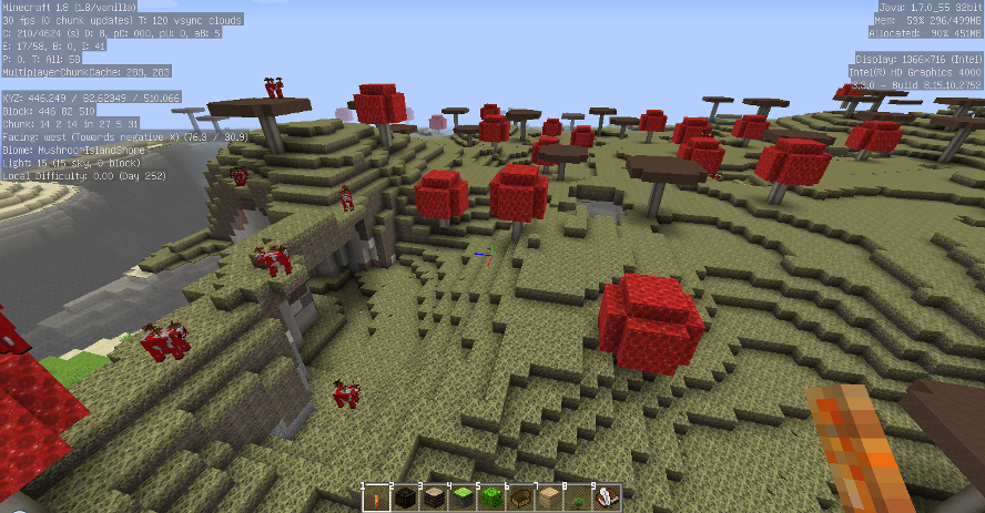 きのこ島をみつけました そろそろminecraft