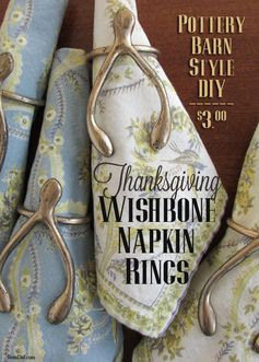 Looking for new Thanksgiving table ideas? Try this easy DIY for Pottery Barn Inspired Wishbone Napkin Rings (just glue and paint). They cost $118,50 at Pottery Barn or $3 each with this tutorial. BrenDid.com