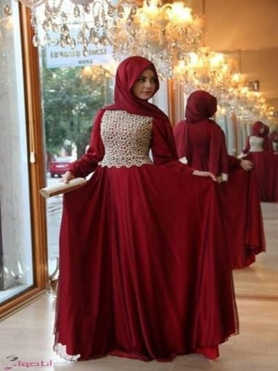 ازياء فساتين خطوبه للبنات المحجبات