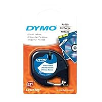 DYMO Labeling Tape, LetraTag Labelers, Plastic, 1/2''x13'', Black on White