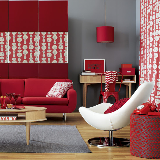 Bold modern living room | Retro living room ideas | Red ...