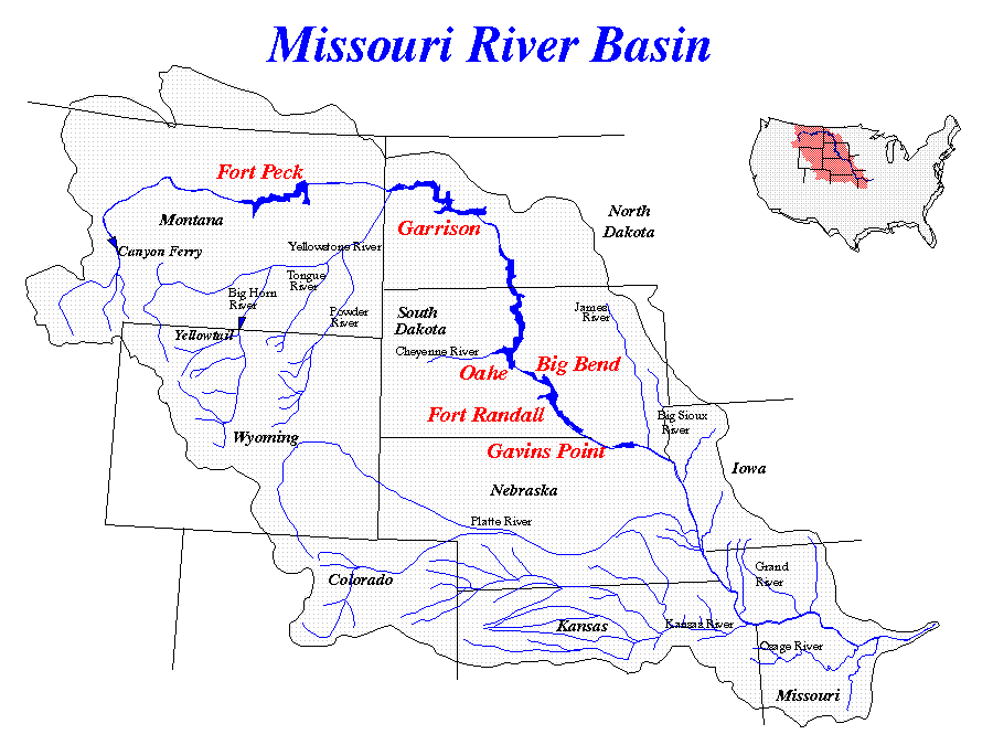 The Missouri River Map  TravelsFinders.Com