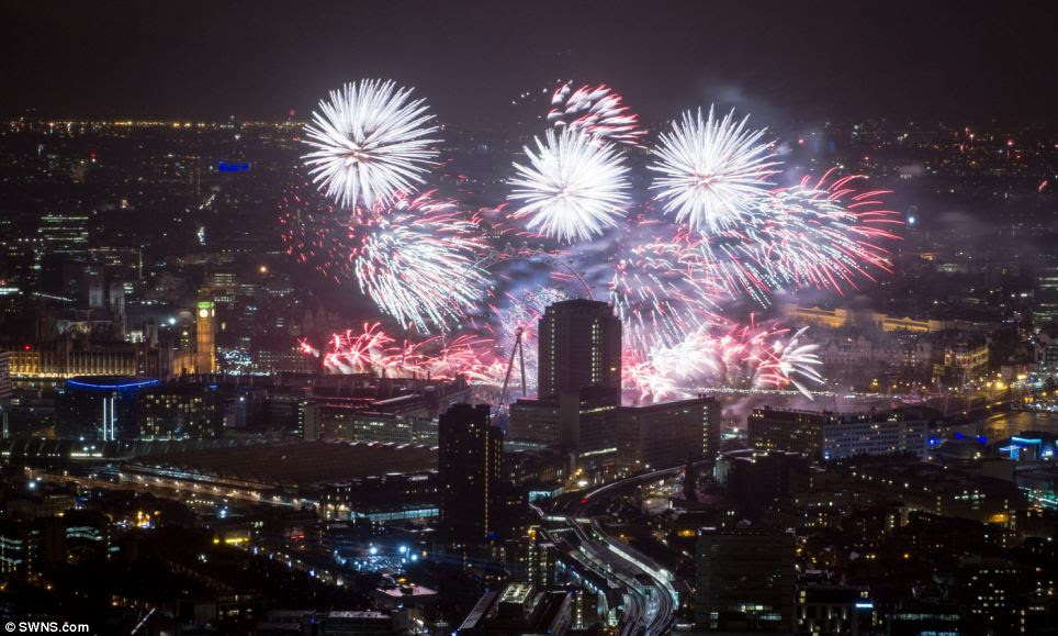A room with a view! From the top of the Shard, the fireworks lit up the entire capital
