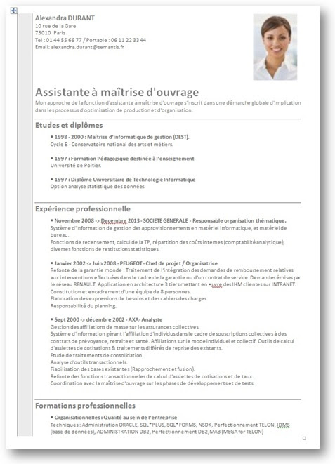 Exemple cv moa