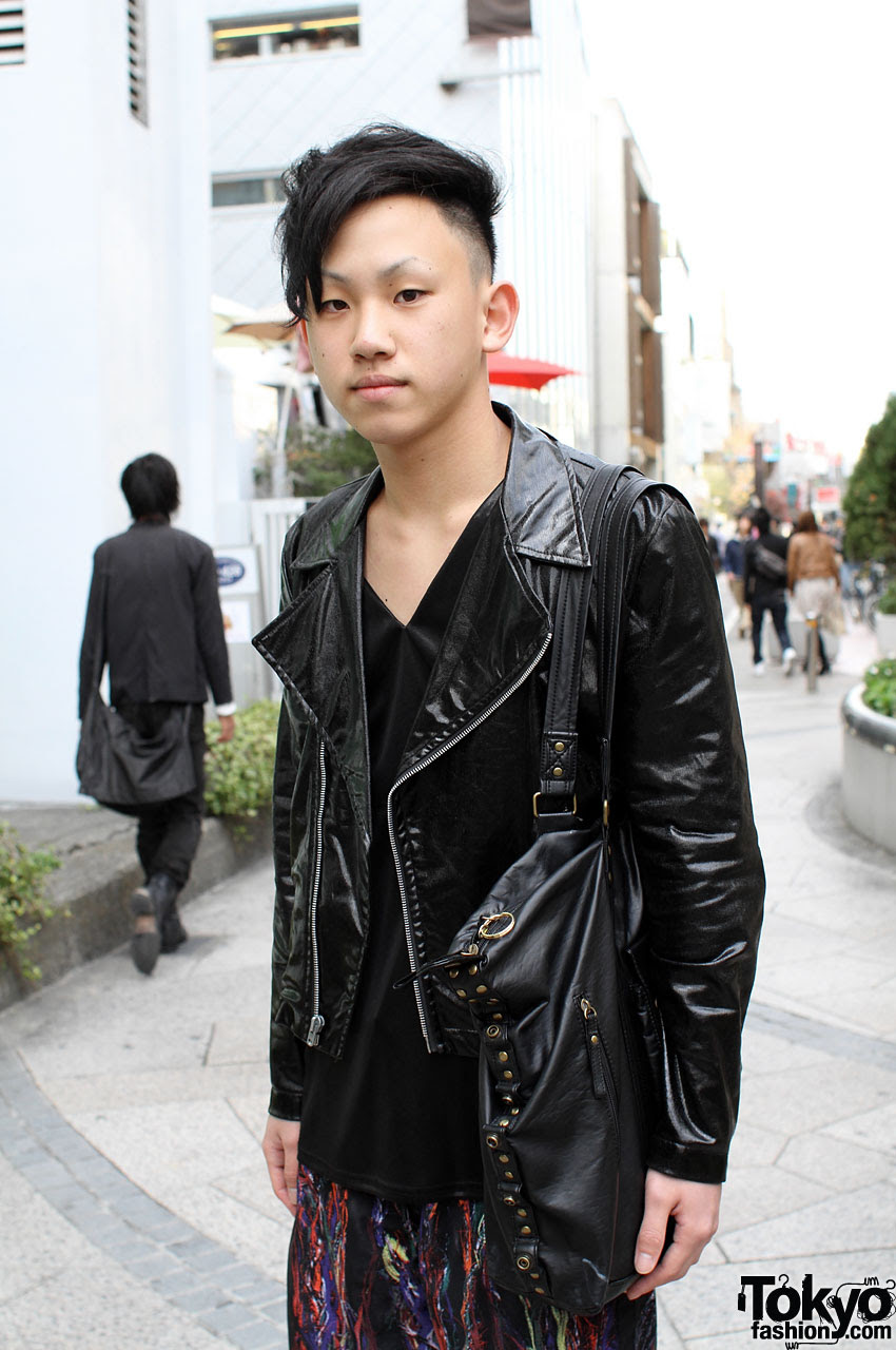 Cool Japanese Guy in Motorcycle Jacket & Leggings