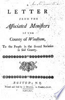 A Letter [on the effects of revival meetings] from the Associated Ministers of the County of W., to the people in the several Societies in said county