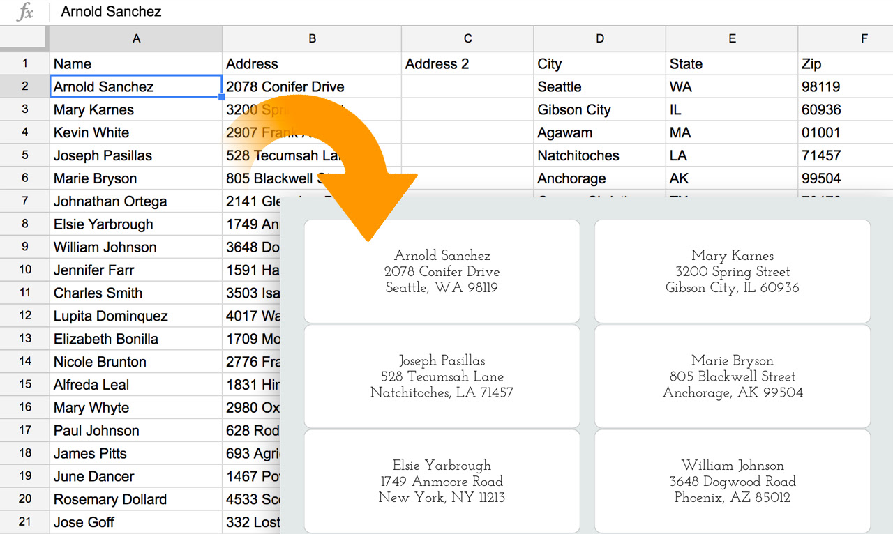Create labels in google docs