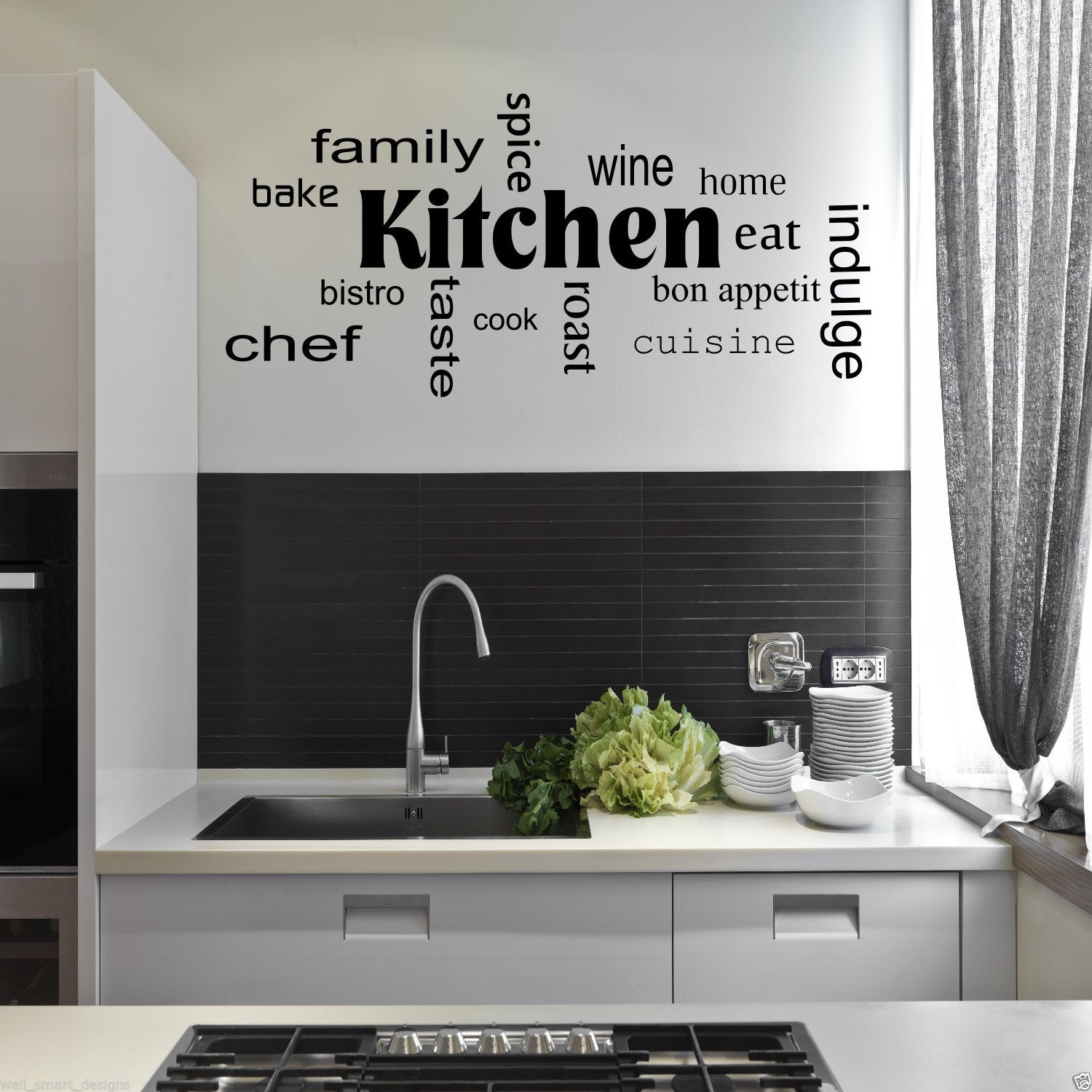 Kitchen Words Phrases Wall Sticker Quote Decal Stencil Transfer
