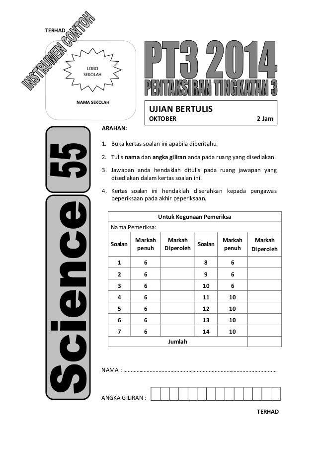 Contoh instrumen/item Pentaksiran Tingkatan 3 Sains