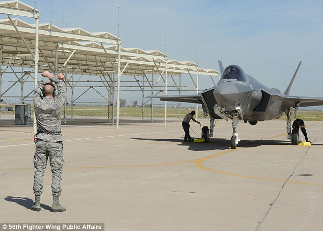 F-35s can reach speeds of 1,200mph and are capable of carrying nuclear weapons (file picture)