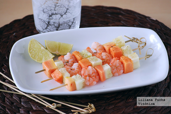 Brochetas Langostinos Papaya 2