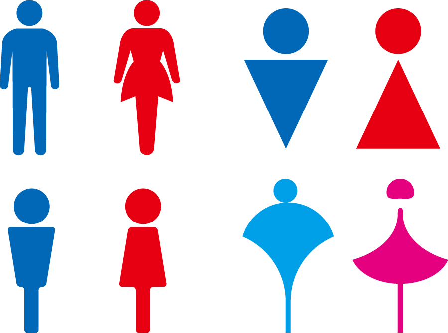 フリーイラスト 4種類の男女のトイレマークのセットでアハ体験 Gahag 著作権フリー写真 イラスト素材集