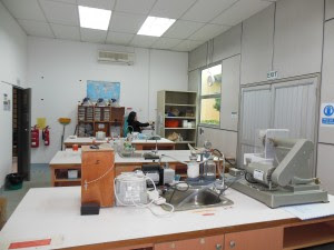 Curtin Sarawak's Sedimentology Lab Area for Thin Section Preparation & Sieving