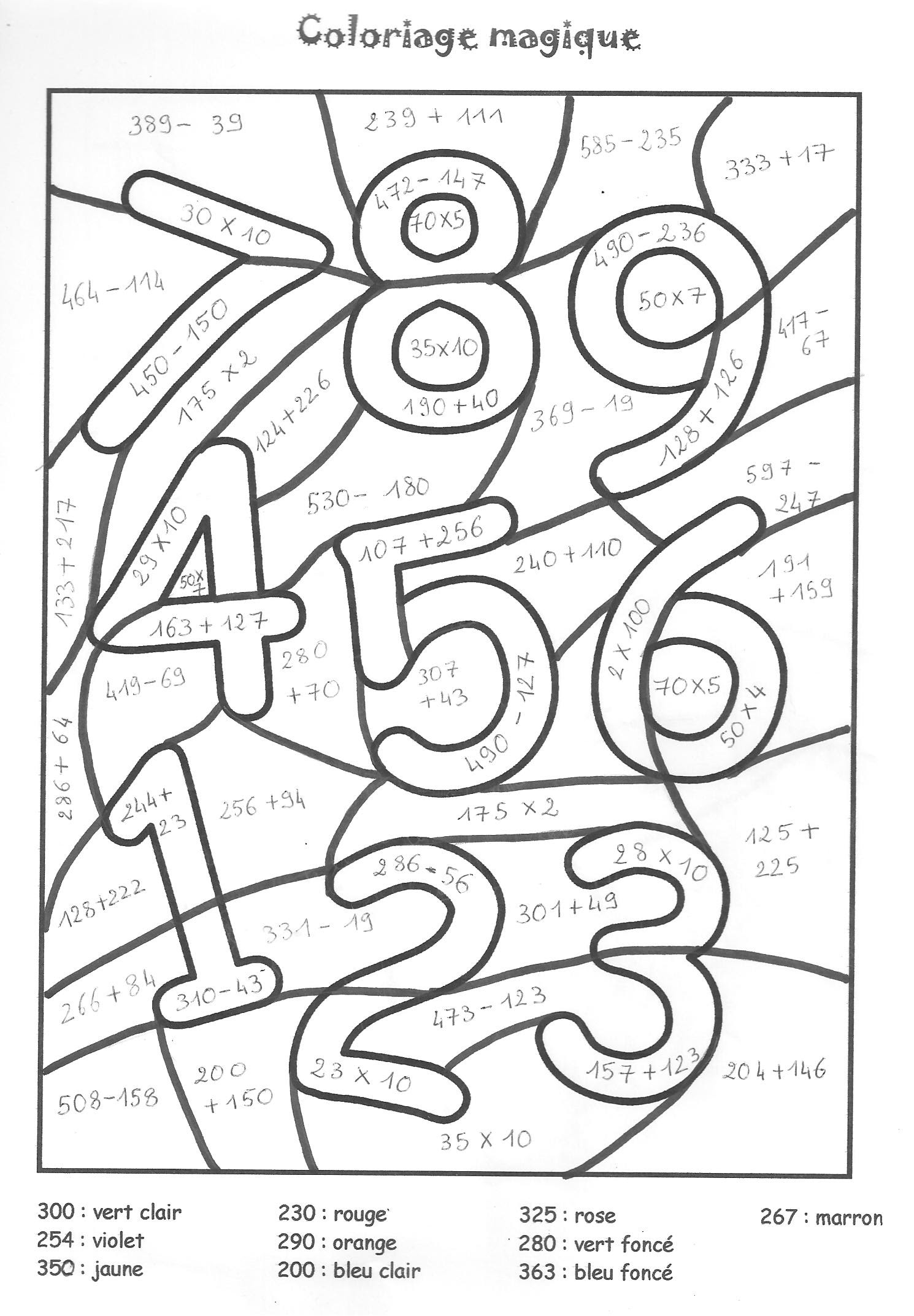 Image Coloriage chiffres gratuit