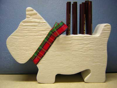 Free Woodworking Plans :: Scotty Dog Pen and Pencil Holder