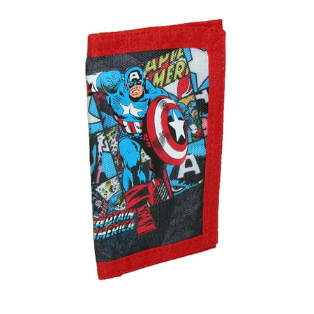 Marvel Kids' Nylon Captain America Tri-Fold Wallet