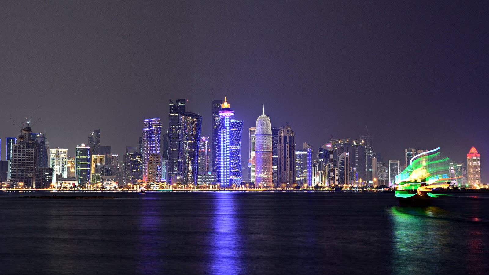 Qatar Dhows Towers Doha Bay Corniche Hd Desktop Wallpapers ...