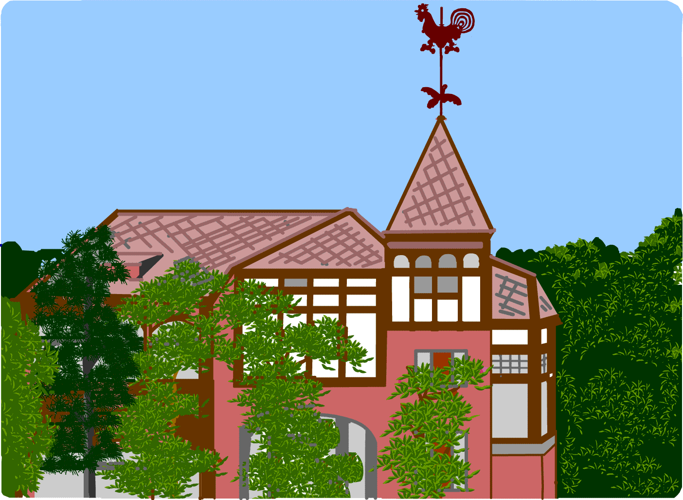 異人館 旧居留地 イラスト 神戸 無料